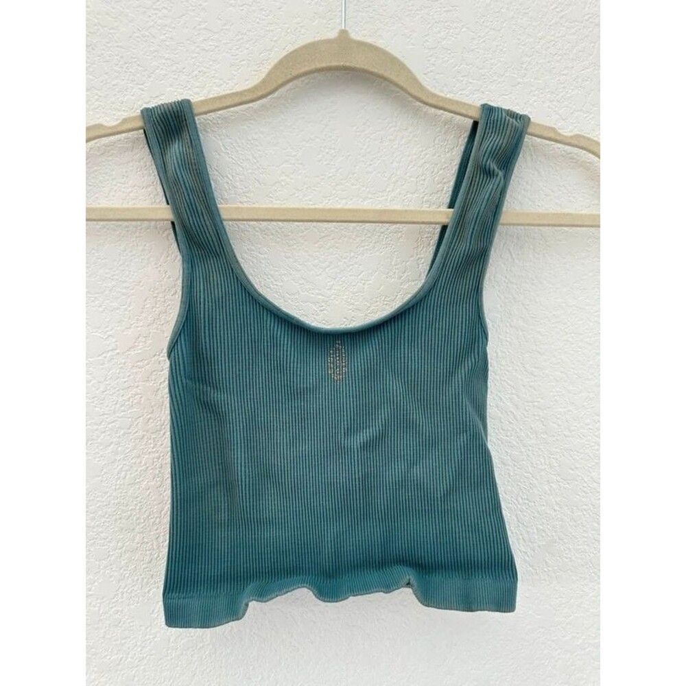 Free People Ribbed Sports Bra XS/S Teal Tank Top Bralette Distressed
